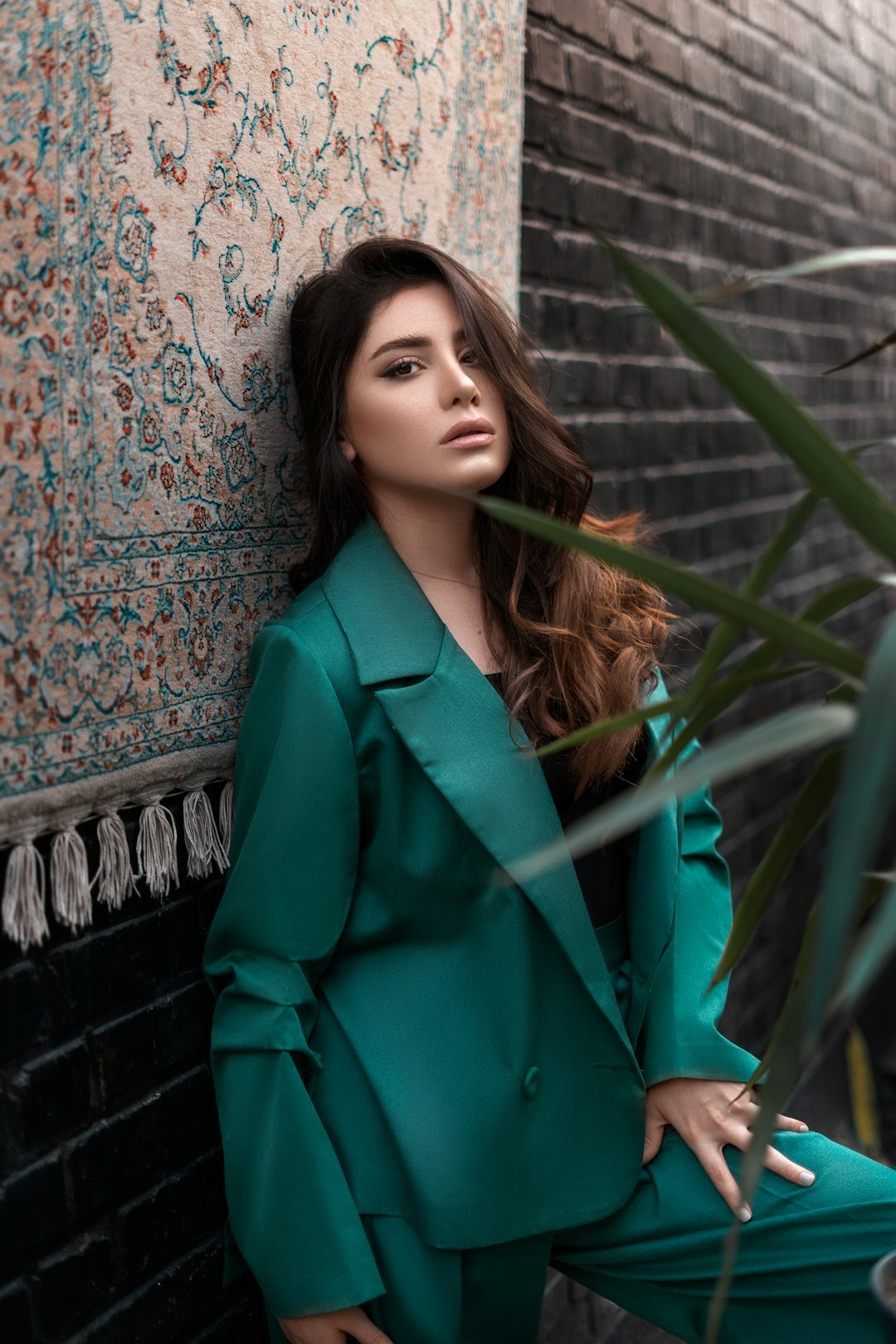 Fashion model posing in an elegant outfit